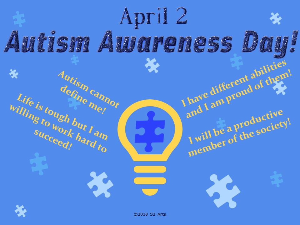 Image of Autism Awareness Card with Light Bulb and Phrases