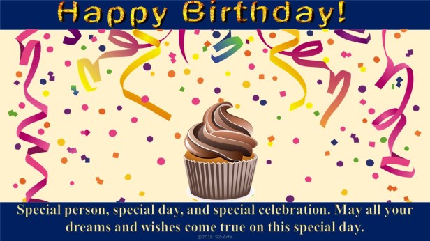 Image of Birthday Card with Chocolate Cupcake, Confetti and Ribbons