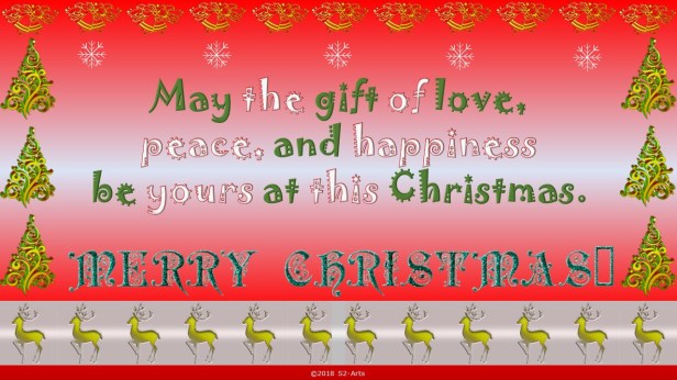 Image of Christmas Card with Golden Reindeer Boarder