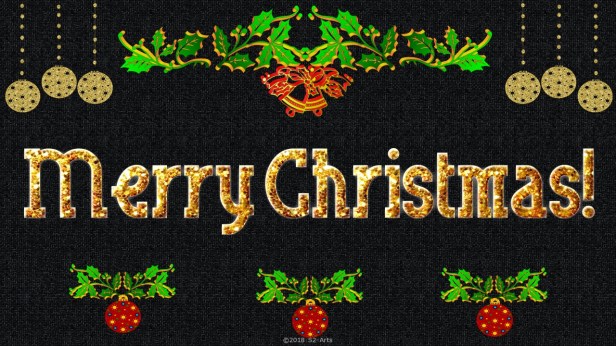 Image of Christmas Card with Holly and black background