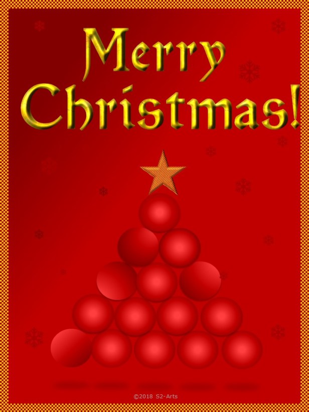 Image of Christmas Card with Red Ornament Tree