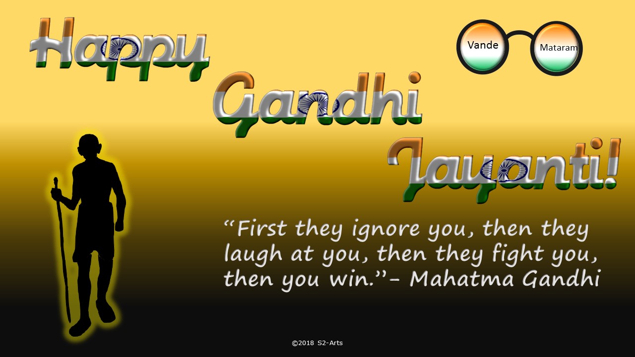 Image of Gandhi Jayanti Card with Gandhi Silhouette