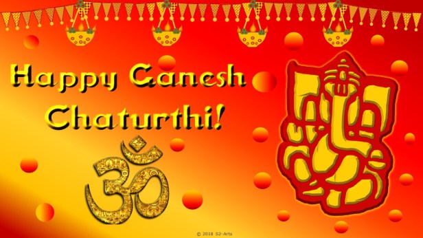 Image of Ganesh Chaturthi Card with Golden Ganesha