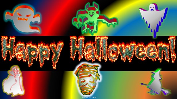 Image of Halloween Card with Different Monsters