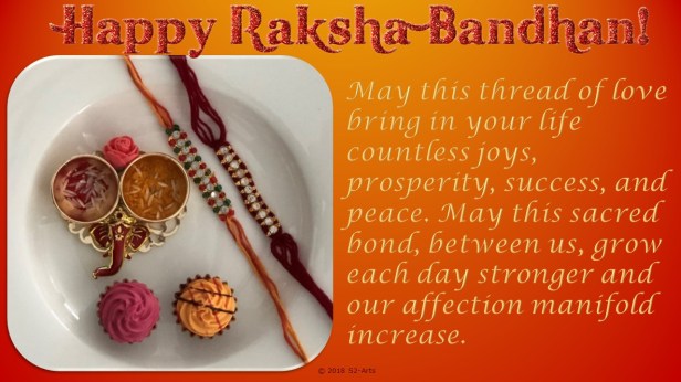 Image of Raksha Bandhan Card with Rakhi and sweets in White Plate