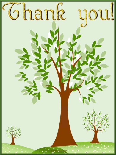 Image of Thank You Card with Green Tree Background