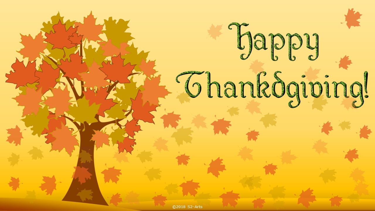 Image of Thanksgiving Card with Tree with Autumn Colored Leaves