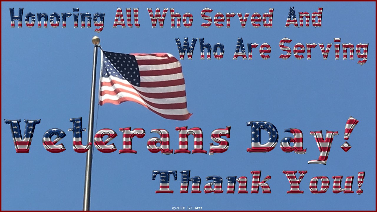 Image of Veterans Day Card with Words in American Flag Font