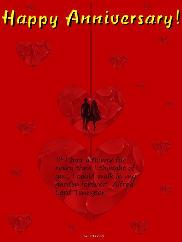Image of Anniversary card with red heart with black couple inside