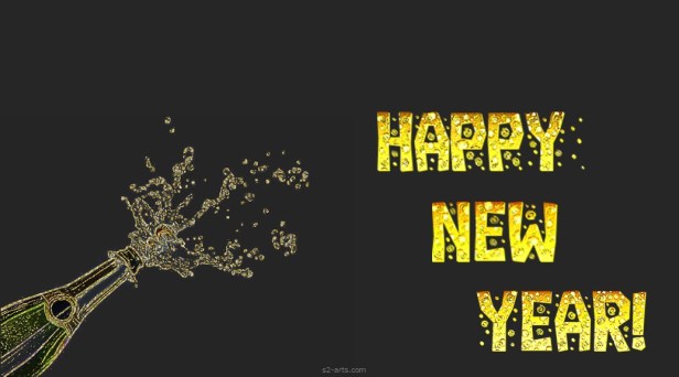 Image of New Year Card with Bottle