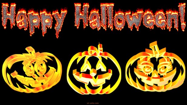 Image of Halloween Card with 3 Jack O Lanterns